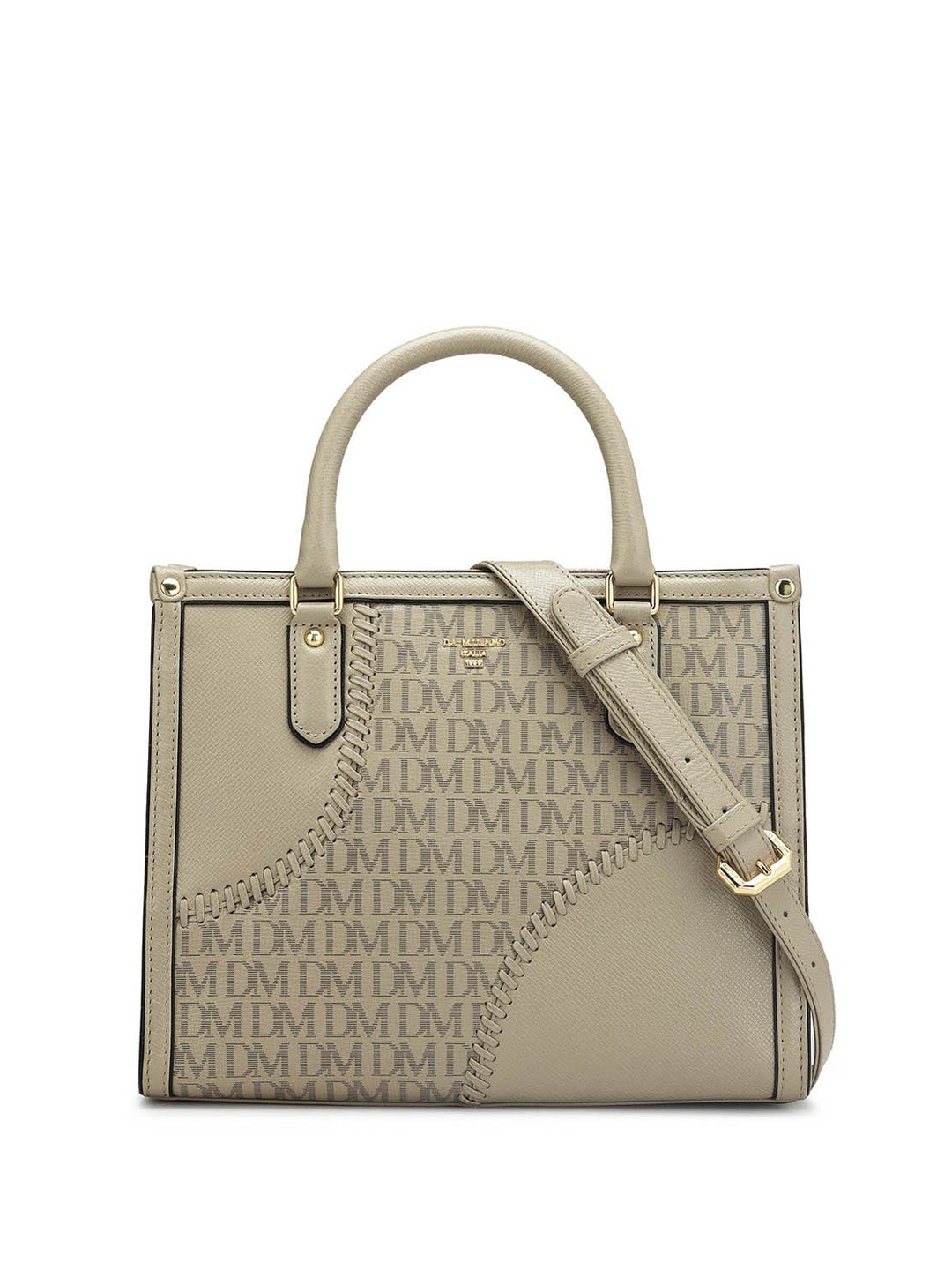 

Da Milano Typography Printed Quilted Leather Handheld Bag, Cream