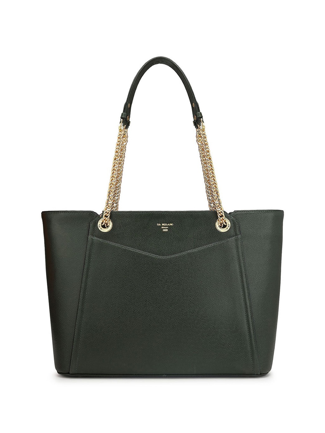 

Da Milano Textured Structured Leather Shoulder Bag, Green