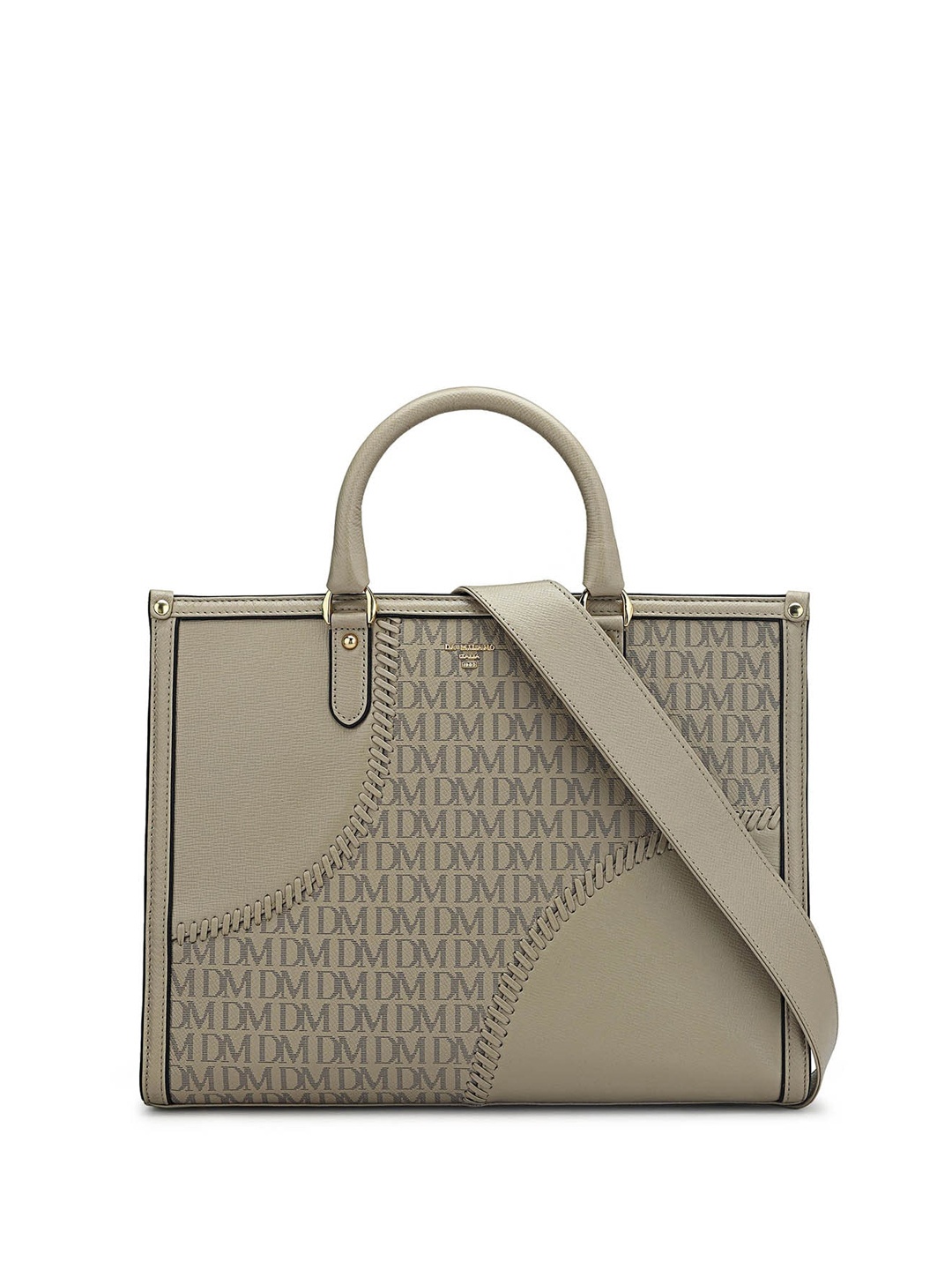 

Da Milano Textured Structured Leather Oversized Handheld Bag, Beige