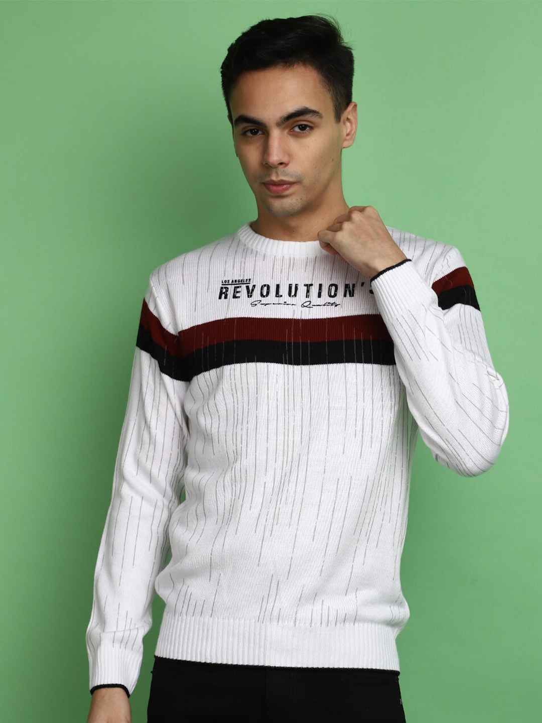 

V-Mart Typography Printed Acrylic Sweatshirt, White