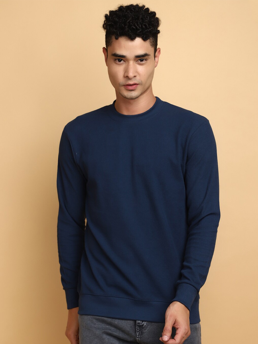 

V-Mart Round Neck Cotton Sweatshirt, Navy blue