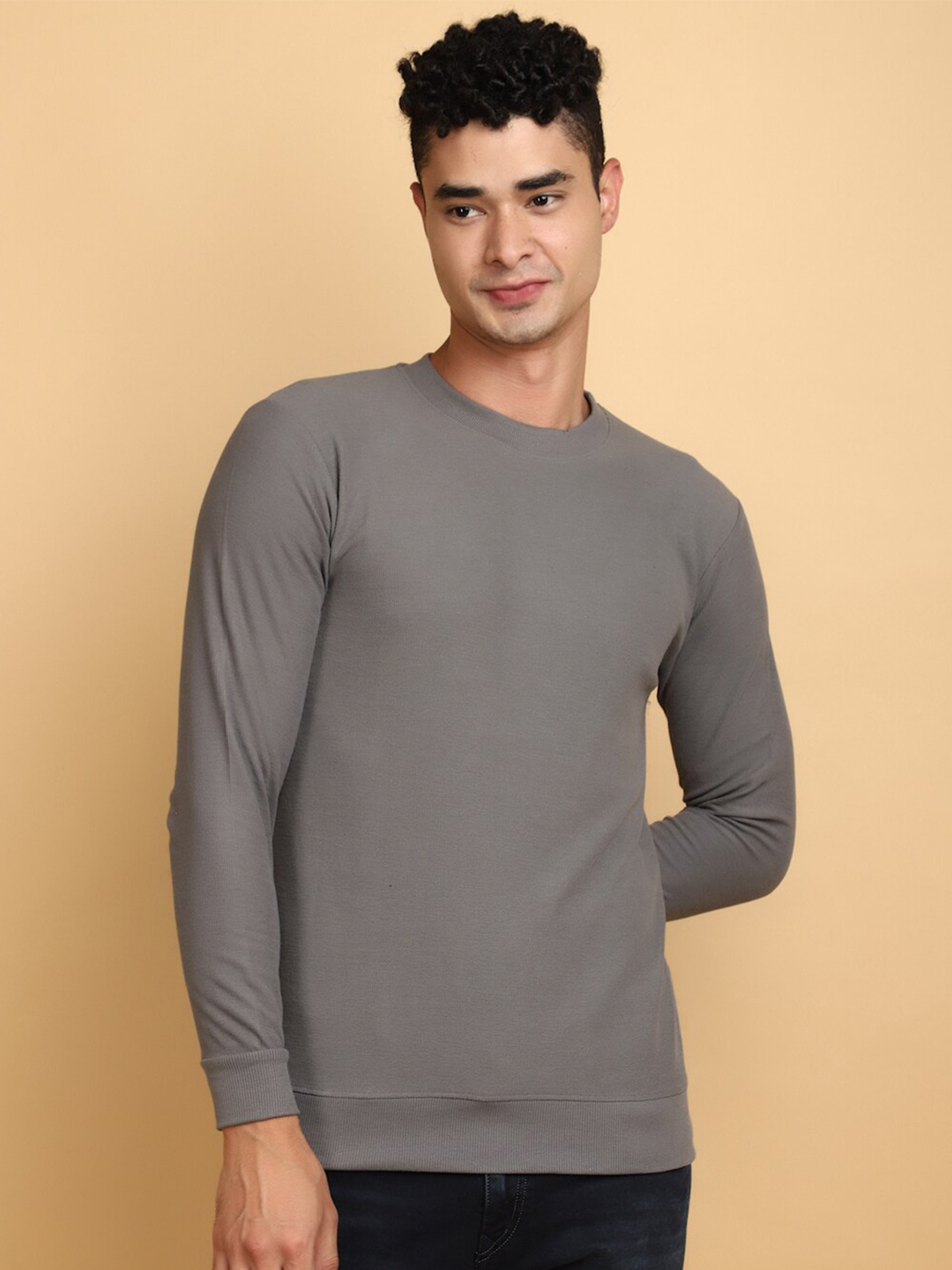 

V-Mart Round Neck Cotton Sweatshirt, Grey