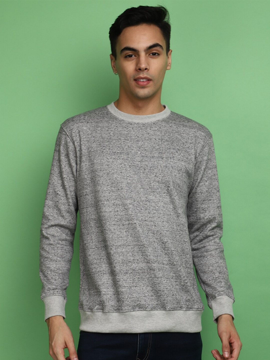 

V-Mart Round Neck Cotton Sweatshirt, Grey