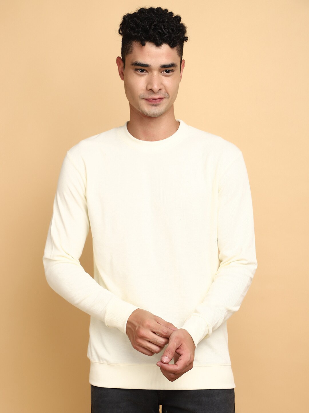 

V-Mart Round Neck Cotton Pullover, Off white