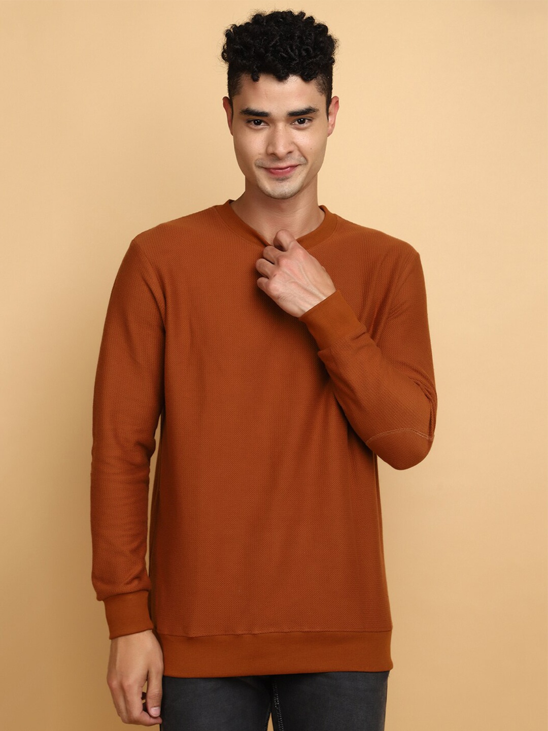 

V-Mart Round Neck Cotton Pullover, Rust