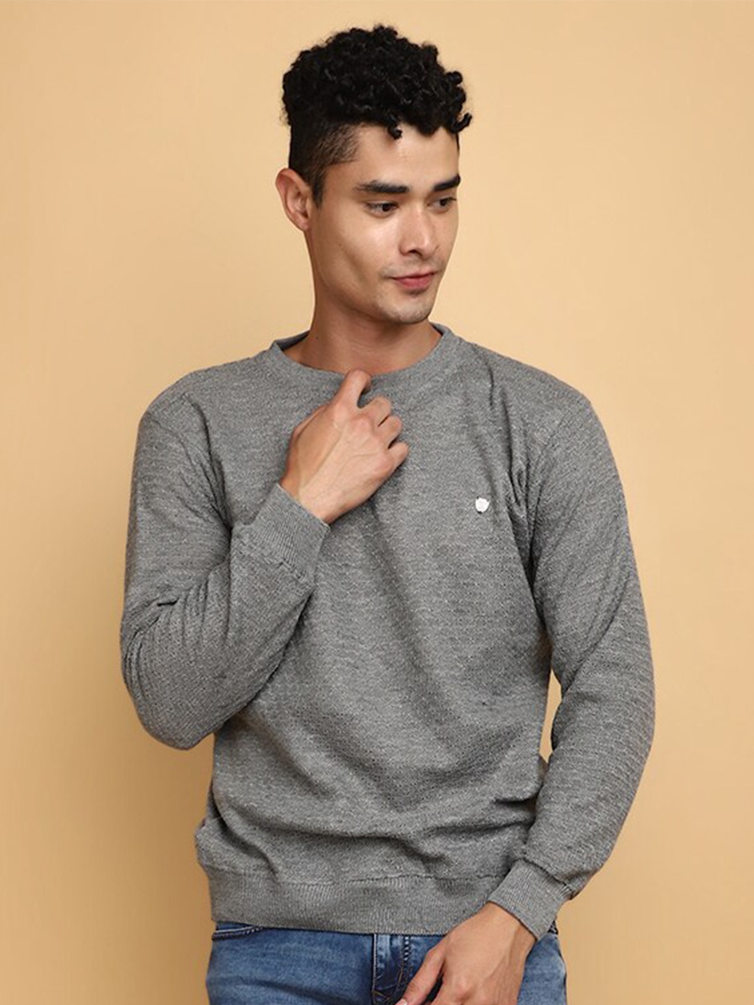 

V-Mart Round Neck Cotton Sweatshirt, Grey