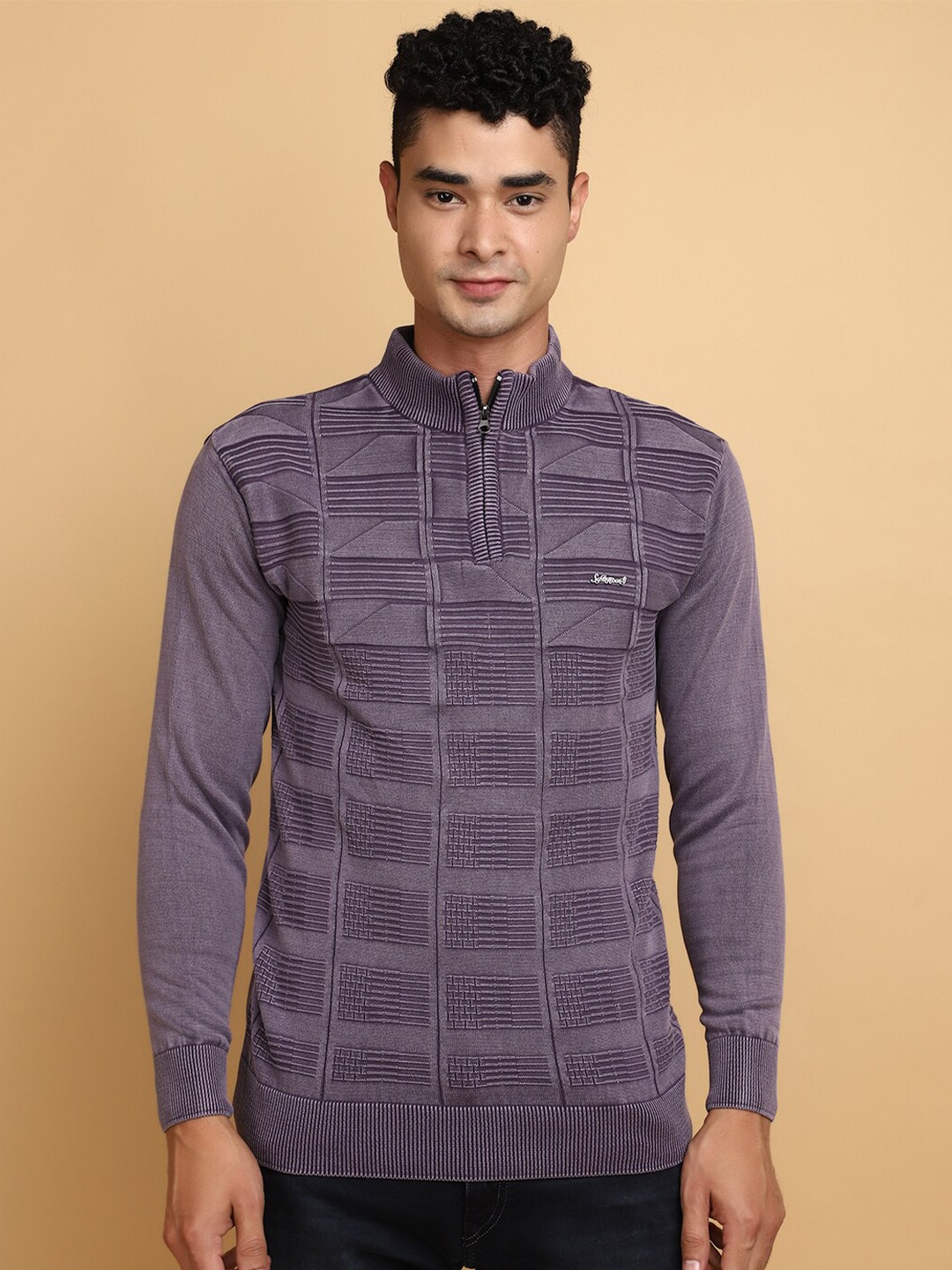 

V-Mart Self Design Cotton Pullover Sweatshirt, Mauve