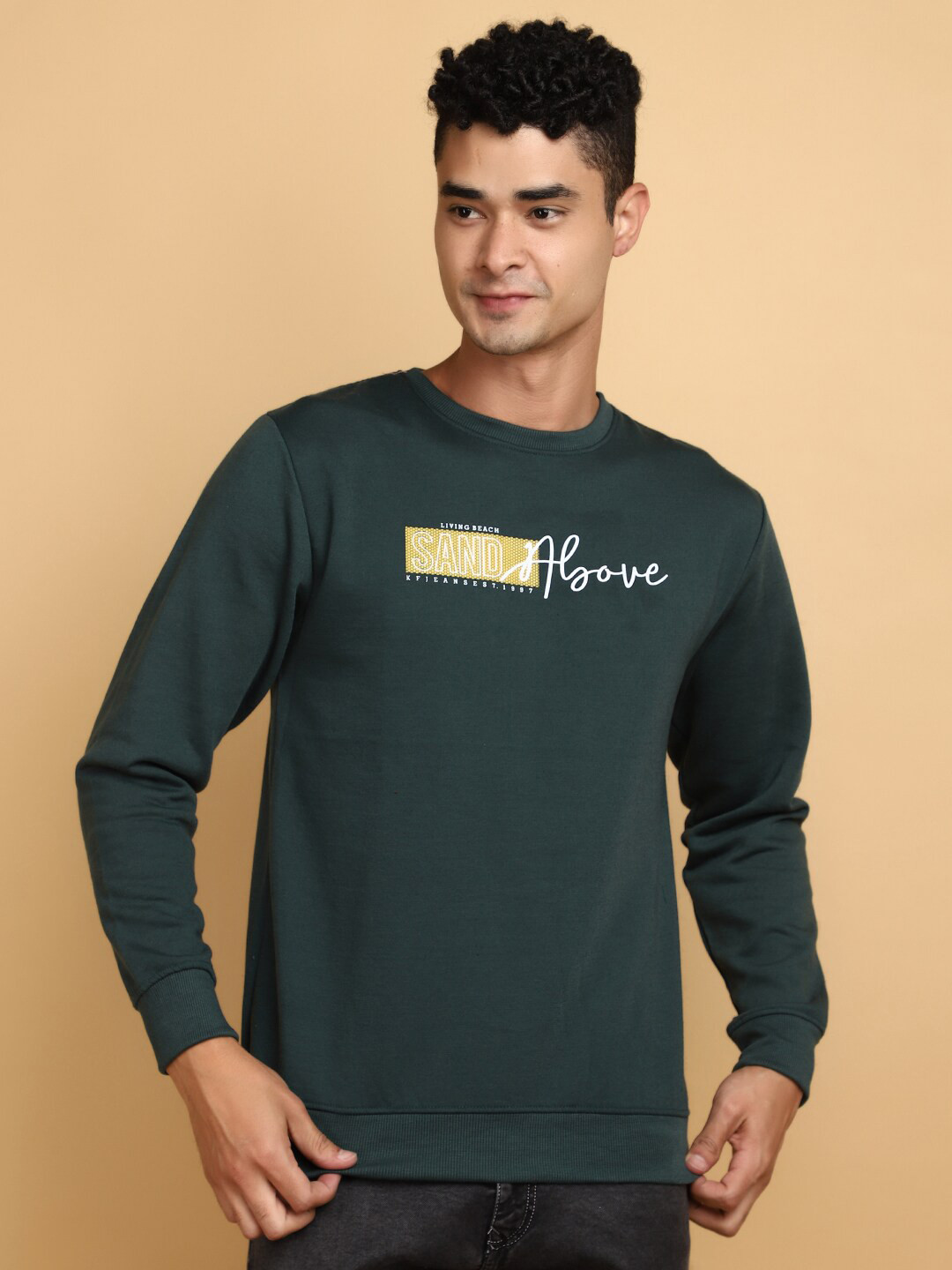 

V-Mart Typography Printed Round Neck Cotton Sweatshirt, Grey