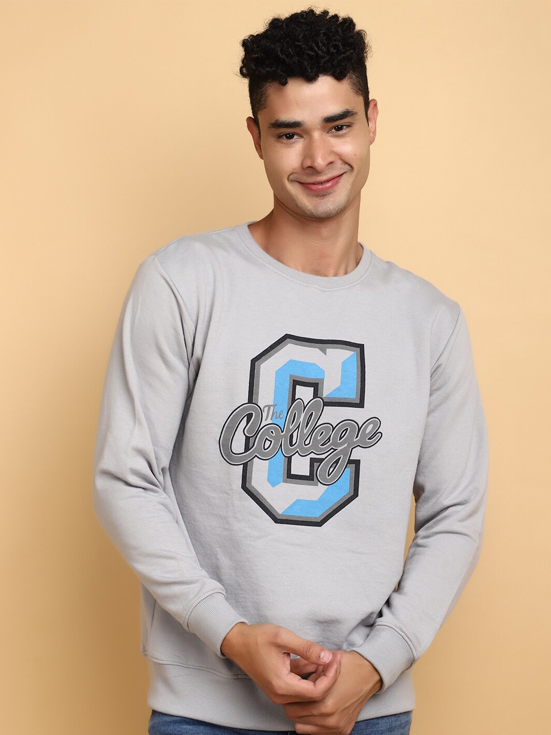 

V-Mart Graphic Printed Cotton Pullover, Grey
