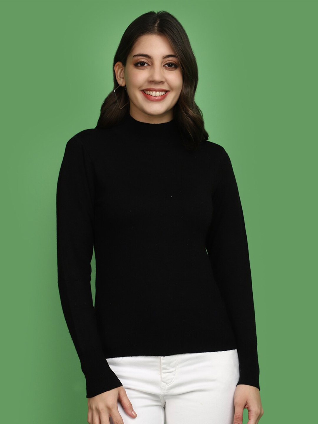 

V-Mart High Neck Turtle Neck Cotton Pullover, Black