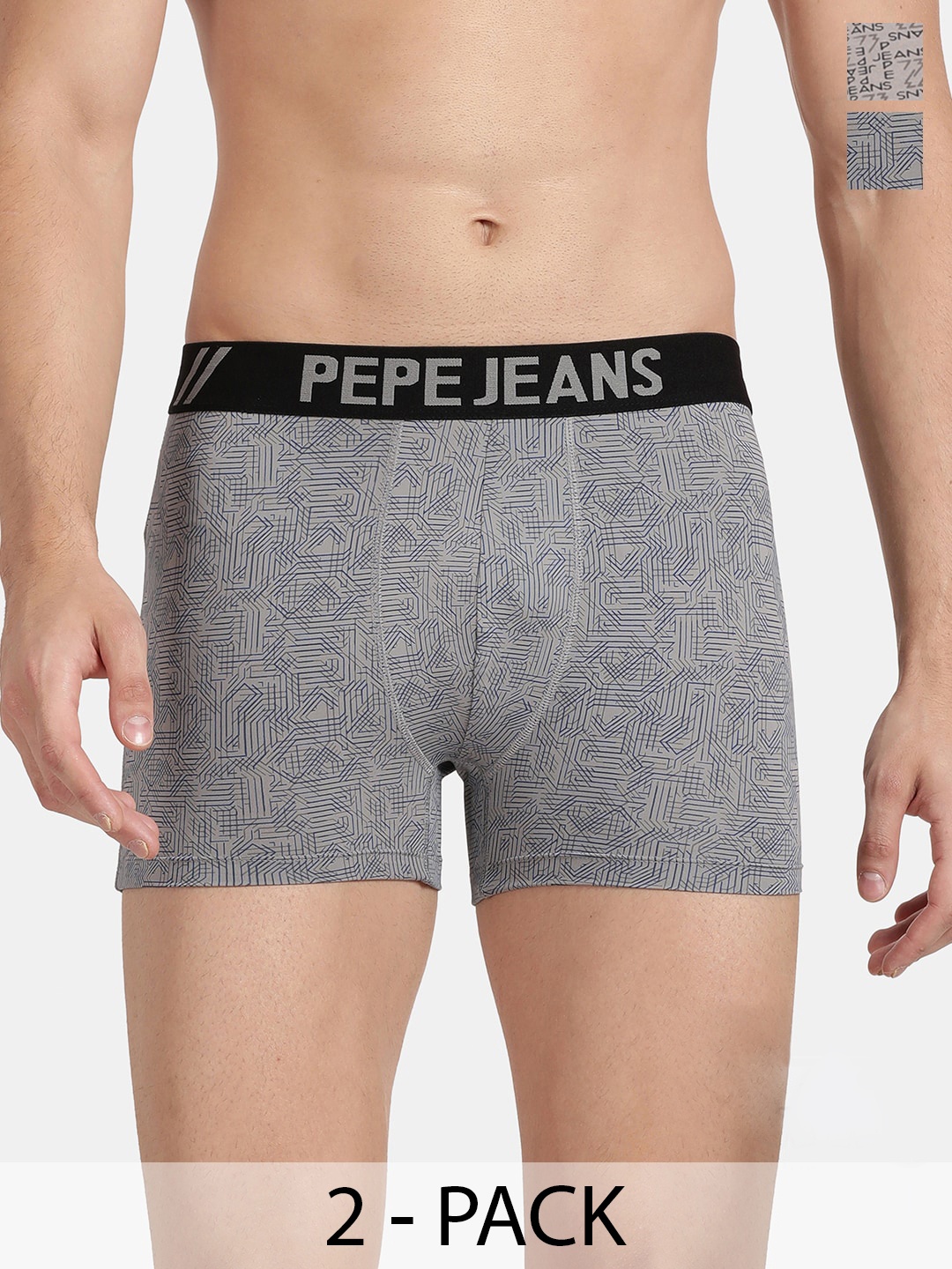 

Pepe Jeans Pack Of 2 Printed Outer Elastic Trunk 17871834-1-18532490-1, Grey