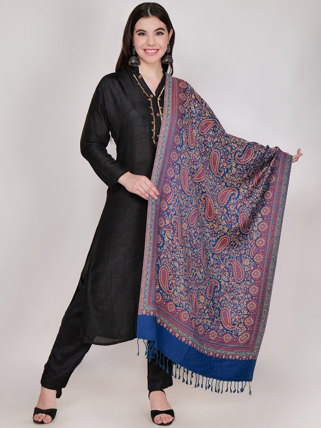 

DRIRO Paisley Printed Acrylic Shawl, Blue