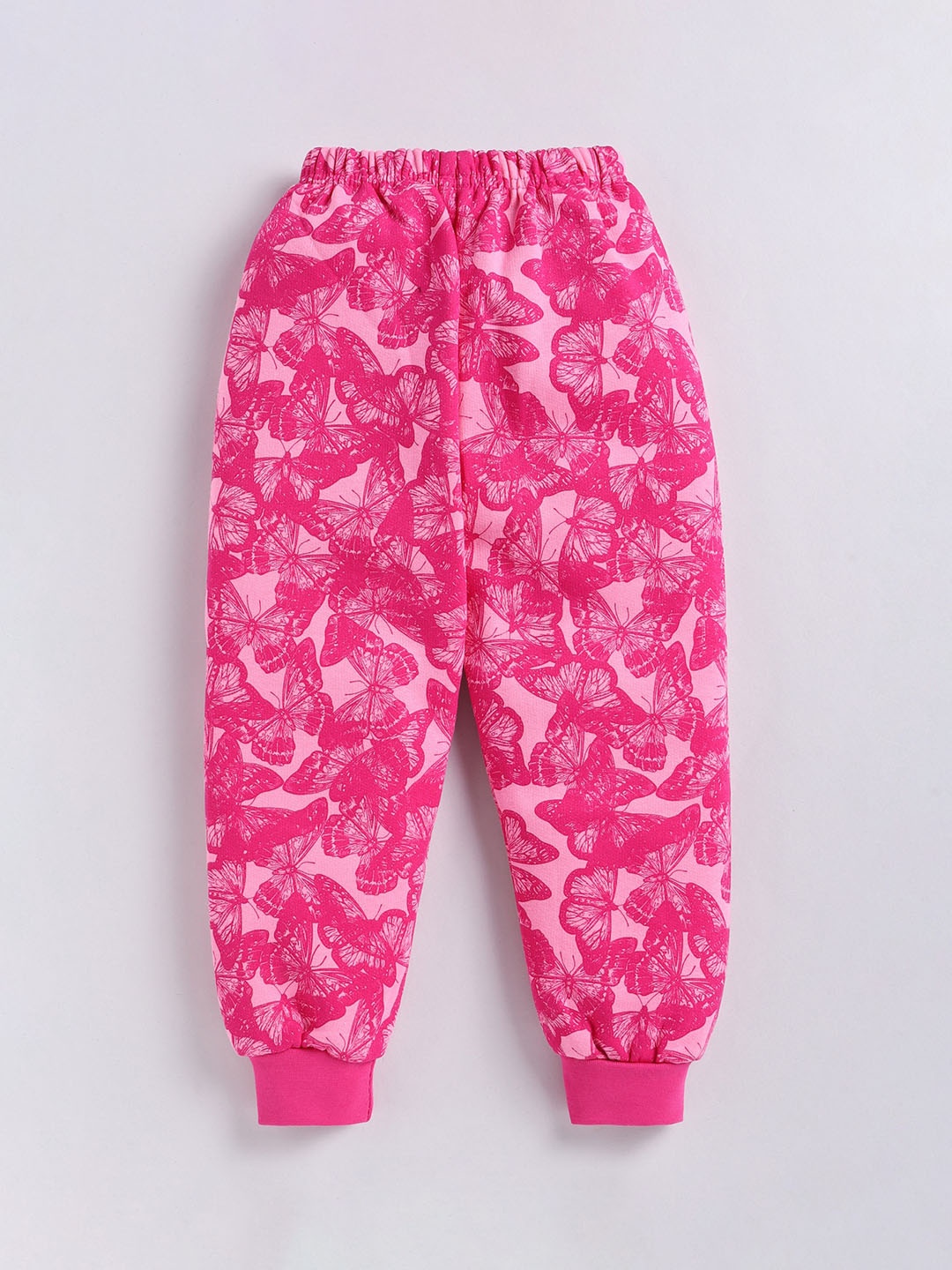 

M'andy Girls Butterfly Printed Mid-Rise Fleece Joggers, Pink