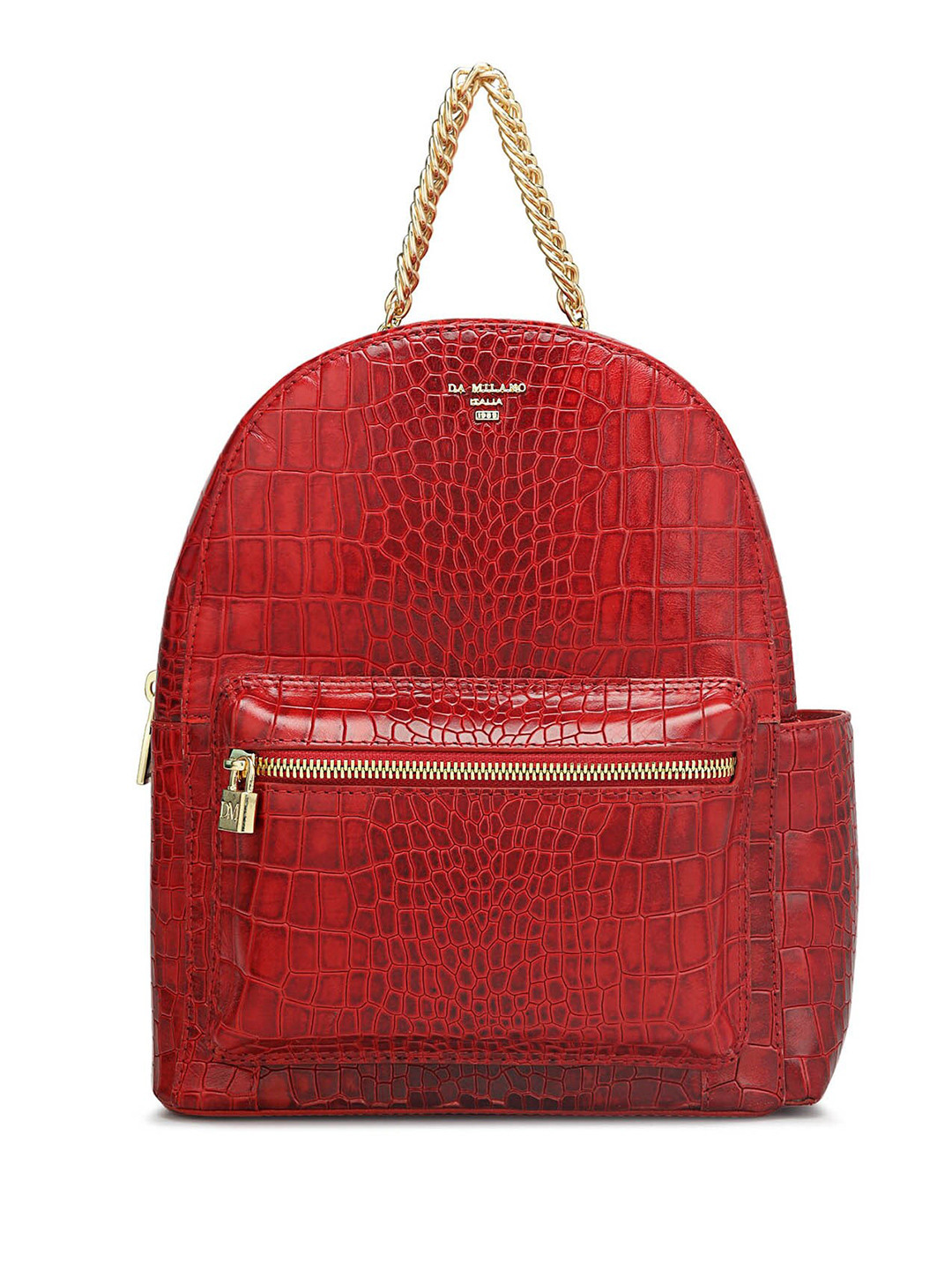 

Da Milano Textured Leather Backpack, Red