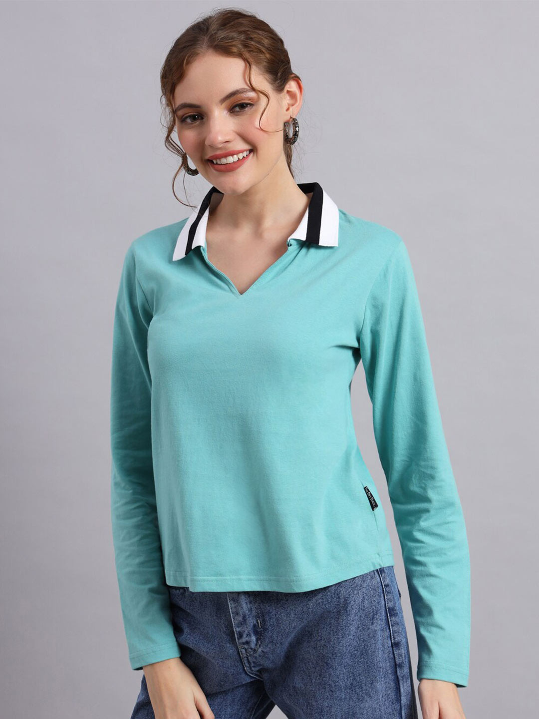 

The Dry State V-Neck Cotton T-shirt, Turquoise blue