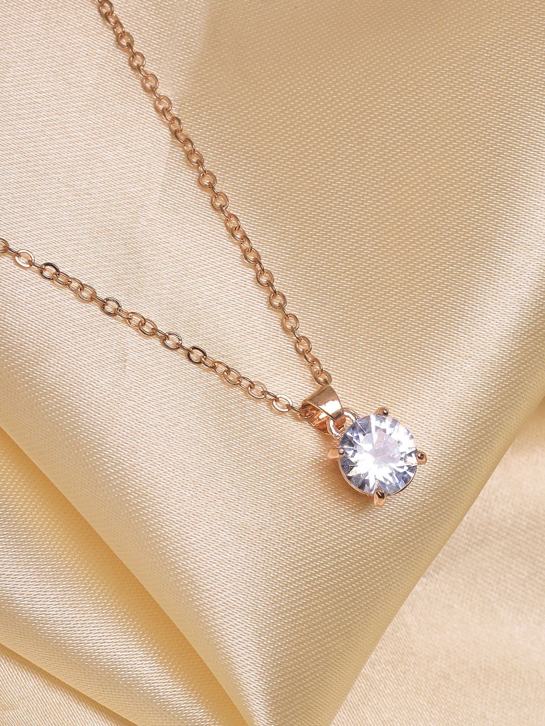 

Ayesha Rose Gold Plated Stone Studded Pendant With Chain