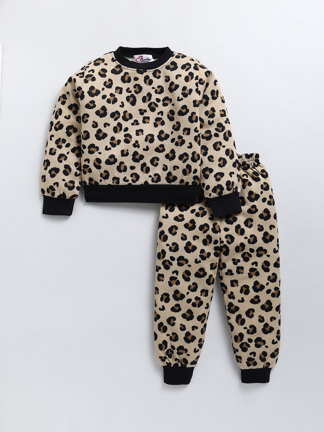

M'andy Girls Animal Printed Fleece Clothing Set, Beige