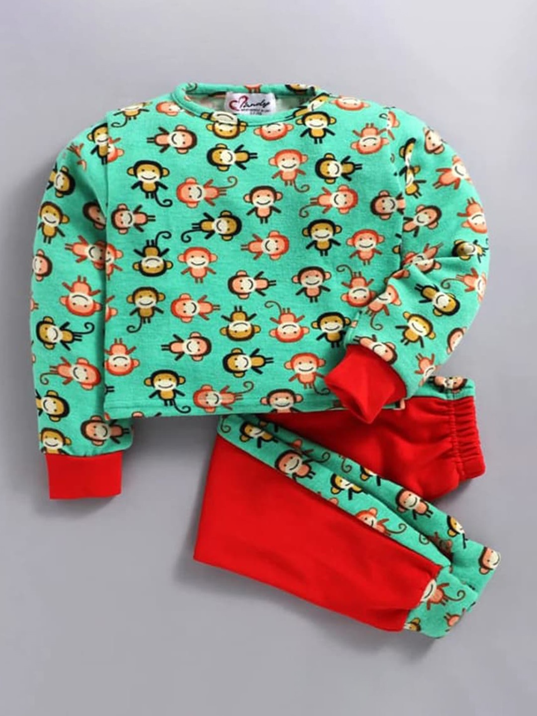 

M'andy Girls Graphic Printed Pure Fleece Clothing Set, Green