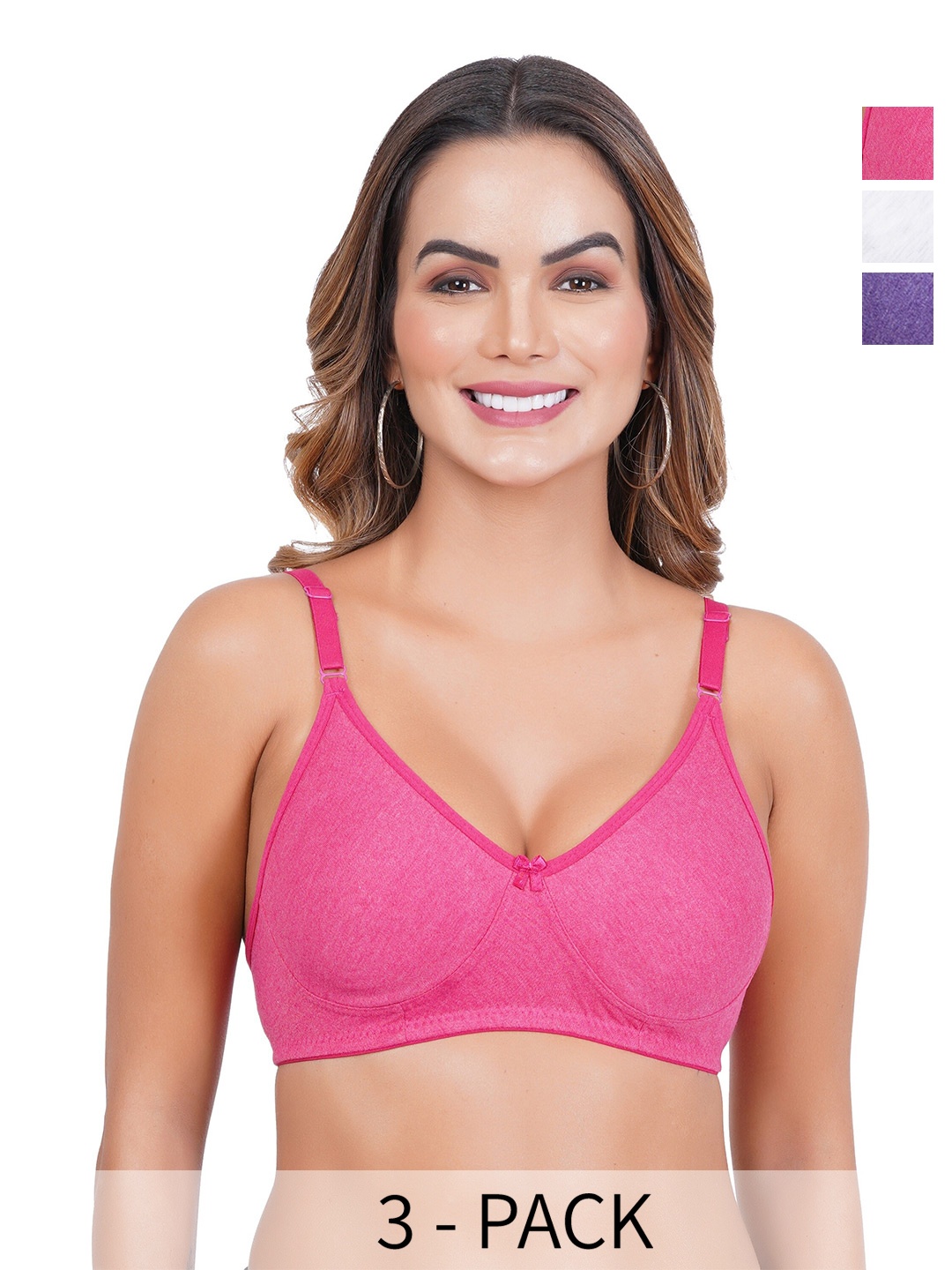 

Liigne Pack Of 3 Non-Padded Full Coverage All Day Comfort Everyday Bra, White