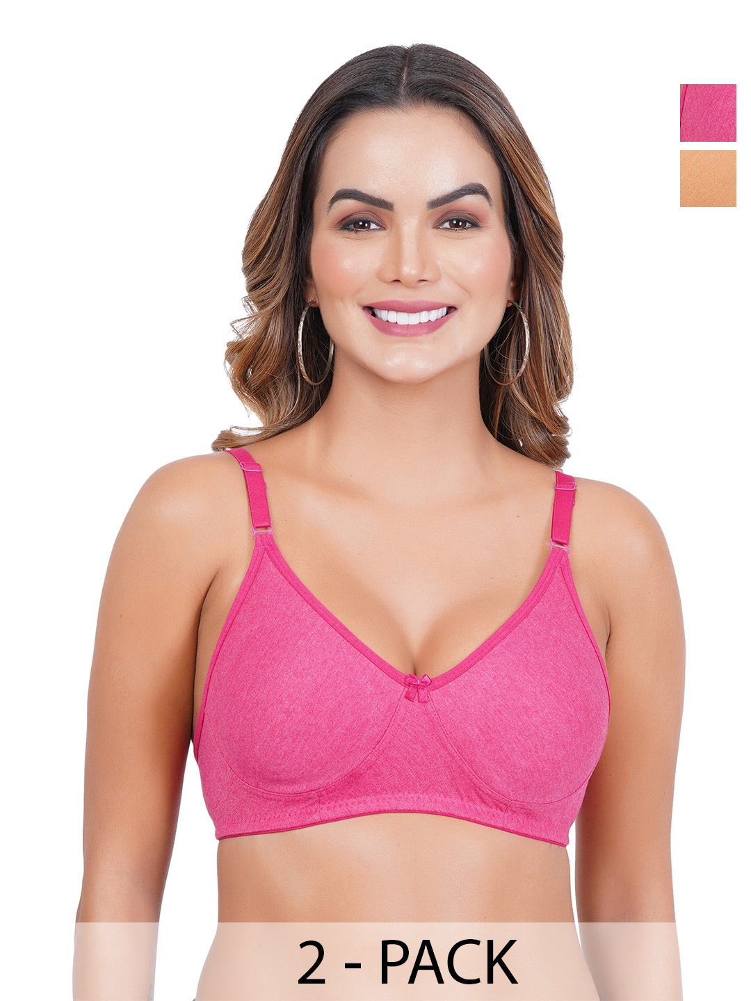 

Liigne Pack Of 2 Non-Padded Full Coverage All Day Comfort Everyday Bra, Pink