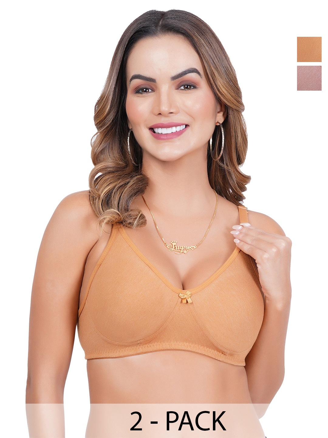 

Liigne Pack Of 2 Non-Padded Full Coverage All Day Comfort Everyday Bra, Brown