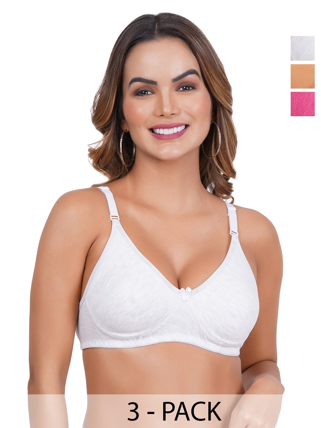 

Liigne Pack Of 3 Non-Padded Full Coverage All Day Comfort Everyday Bra, White