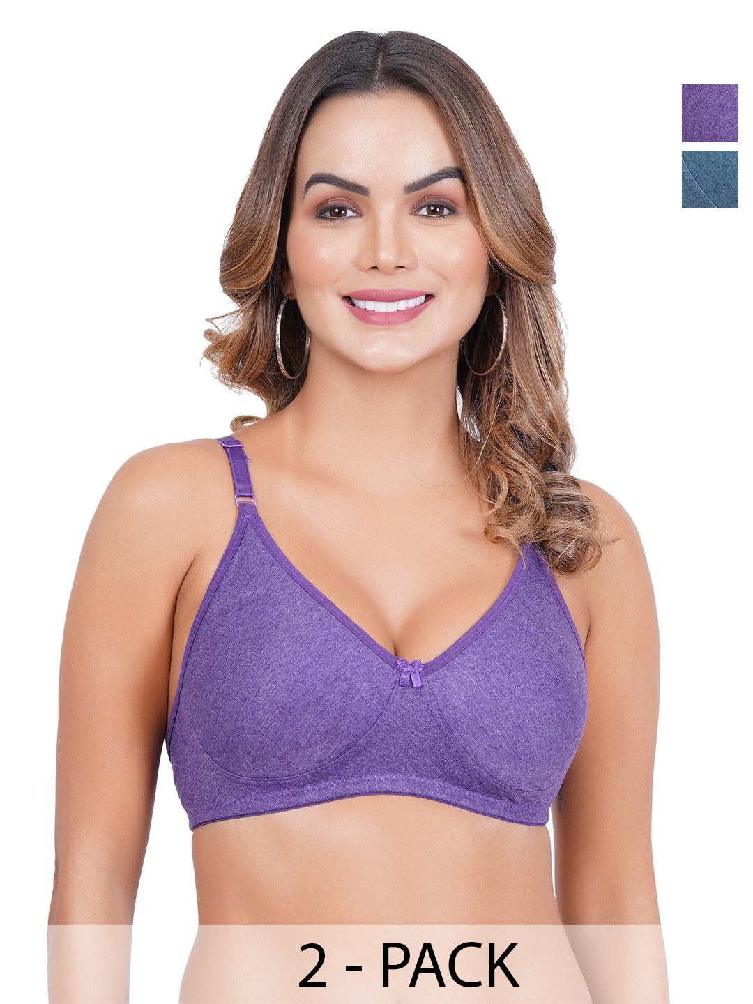 

Liigne Pack Of 2 Non-Padded Full Coverage All Day Comfort Everyday Bra, Purple