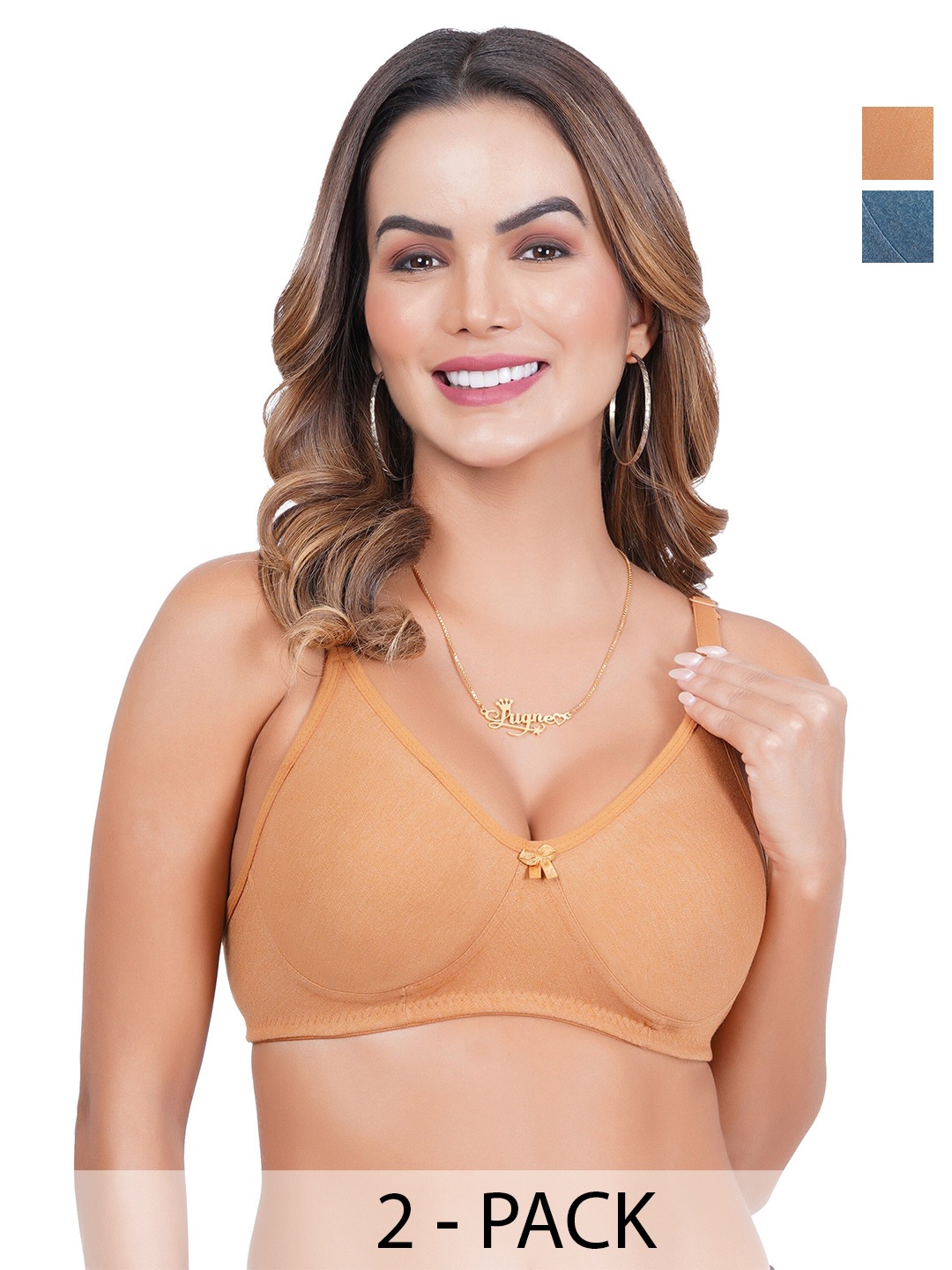 

Liigne Pack Of 2 Full Coverage Non Padded Everyday Bra With All Day Comfort, Beige