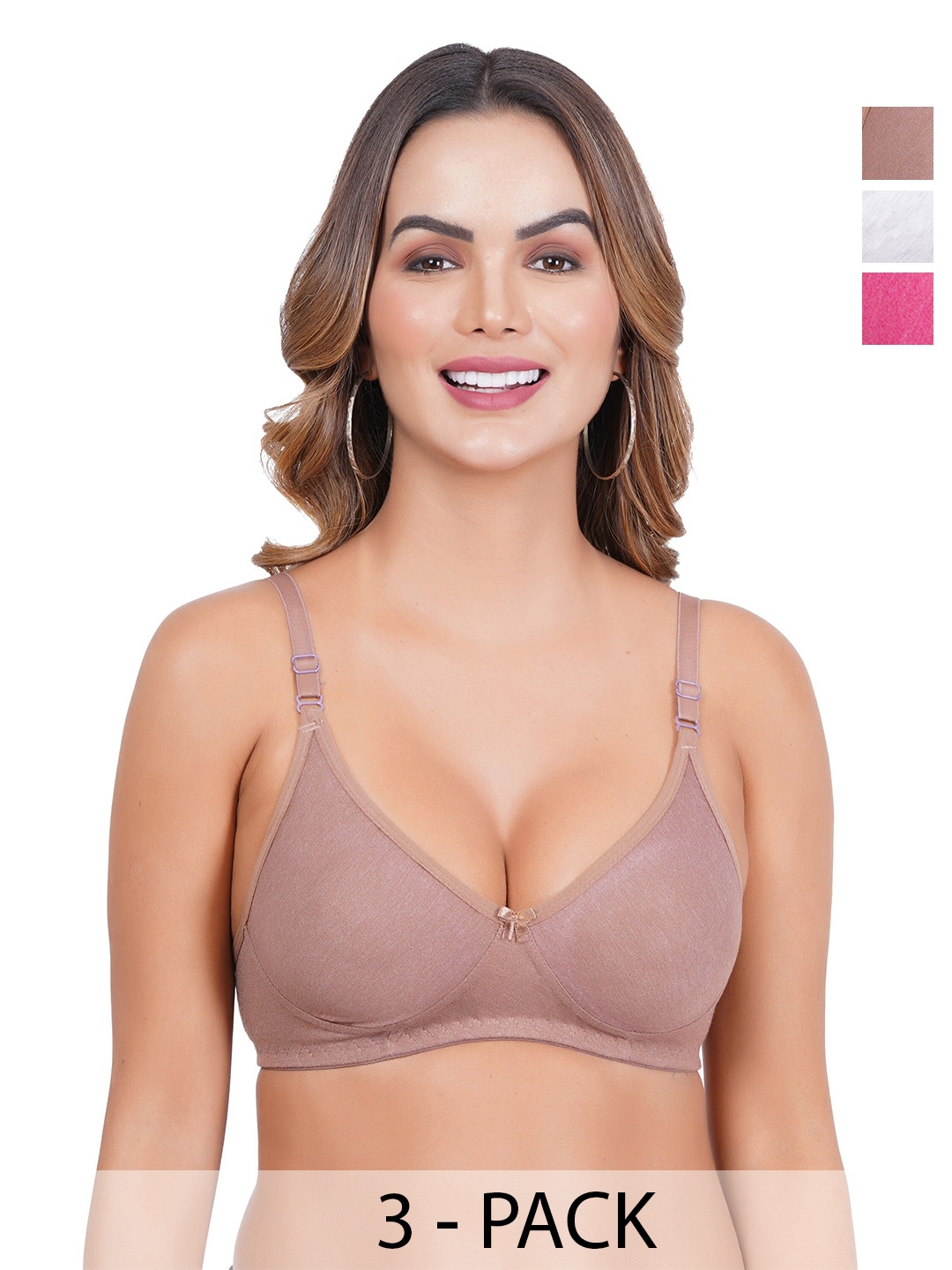 

Liigne Pack Of 3 Full Coverage Non Padded Everyday Bra With All Day Comfort, White