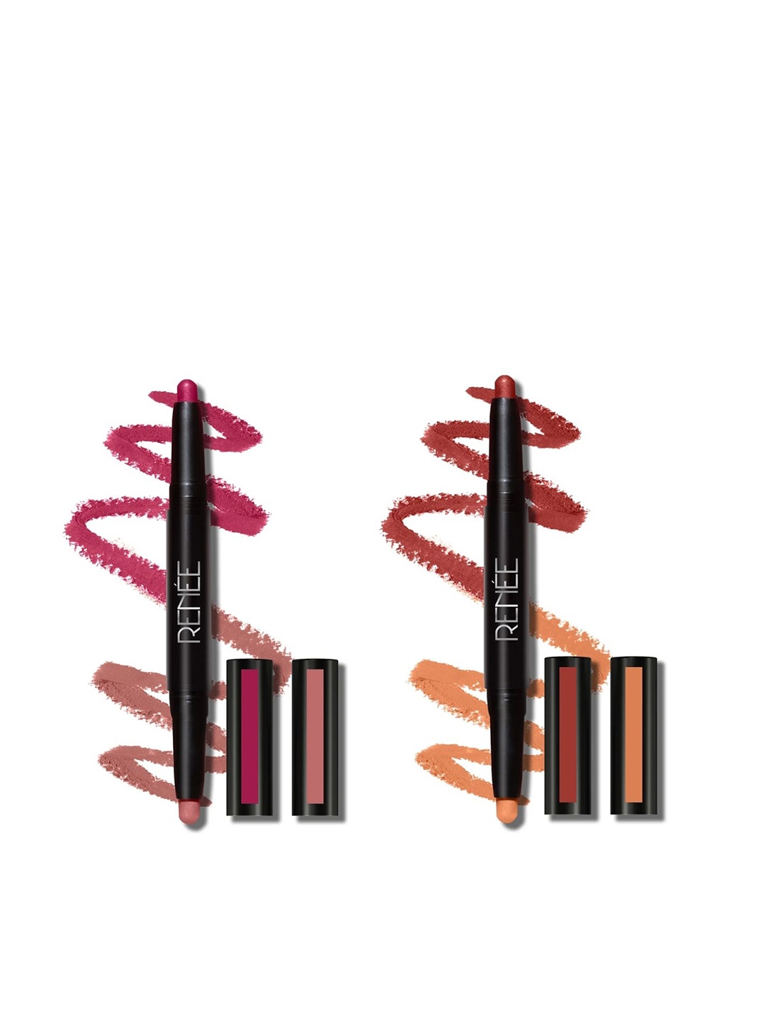 

Renee 2-in-1 Transfer-Not Matte Lip Crayon Duo - Shades LC 03 & LC 02, Orange