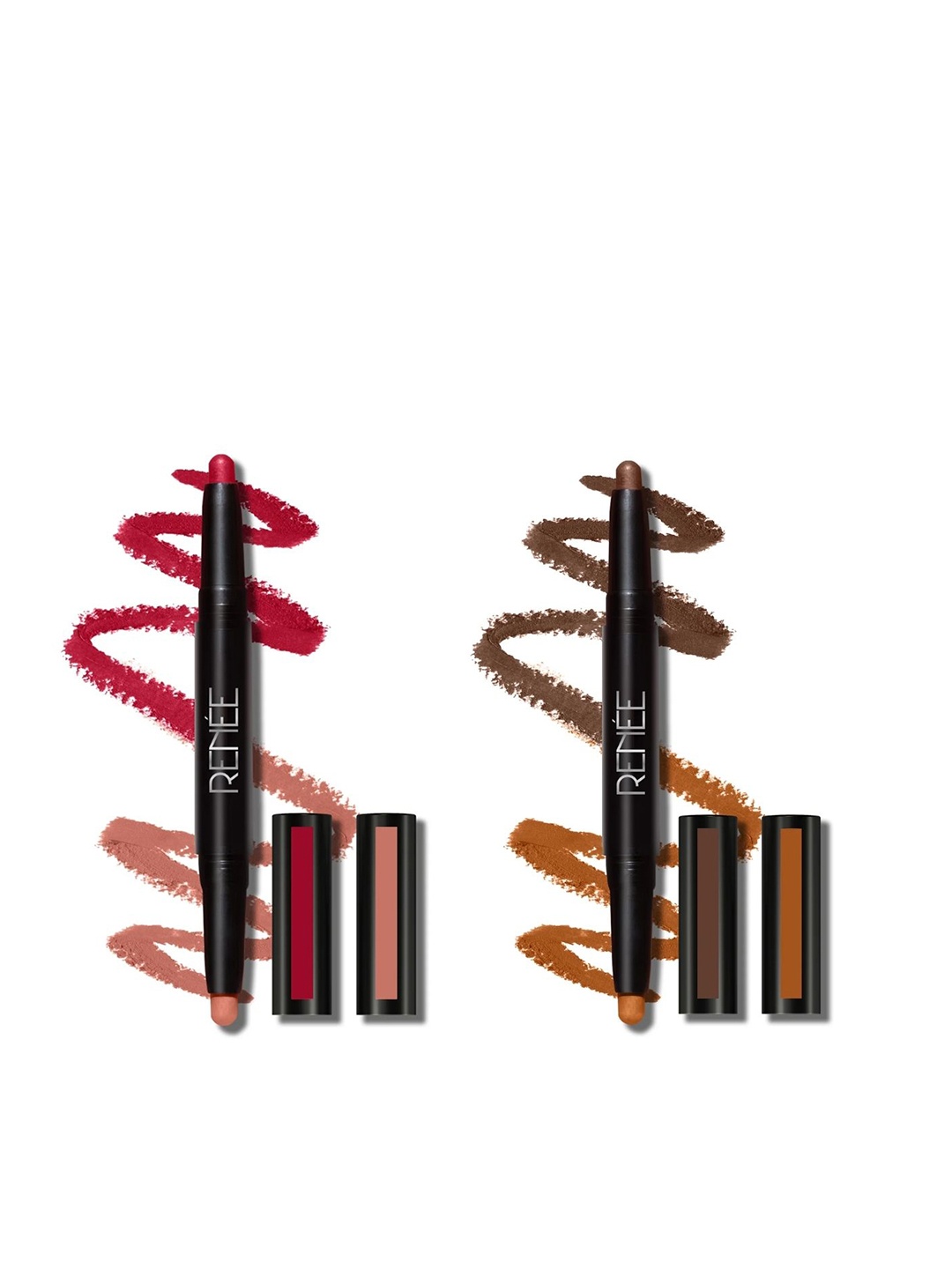 

Renee 2-in-1 Transfer-Not Matte Lip Crayon Duo - Shades LC04 & LC01, Brown