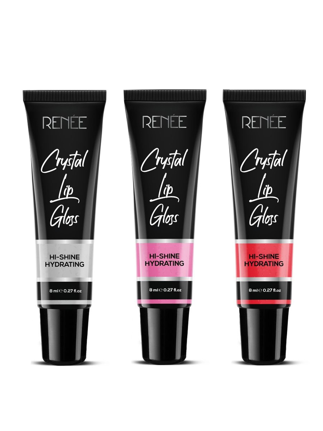 

Renee Crystal Hi-Shine Glassy Hydrating Lip Gloss Trio - 8ml each, Pink