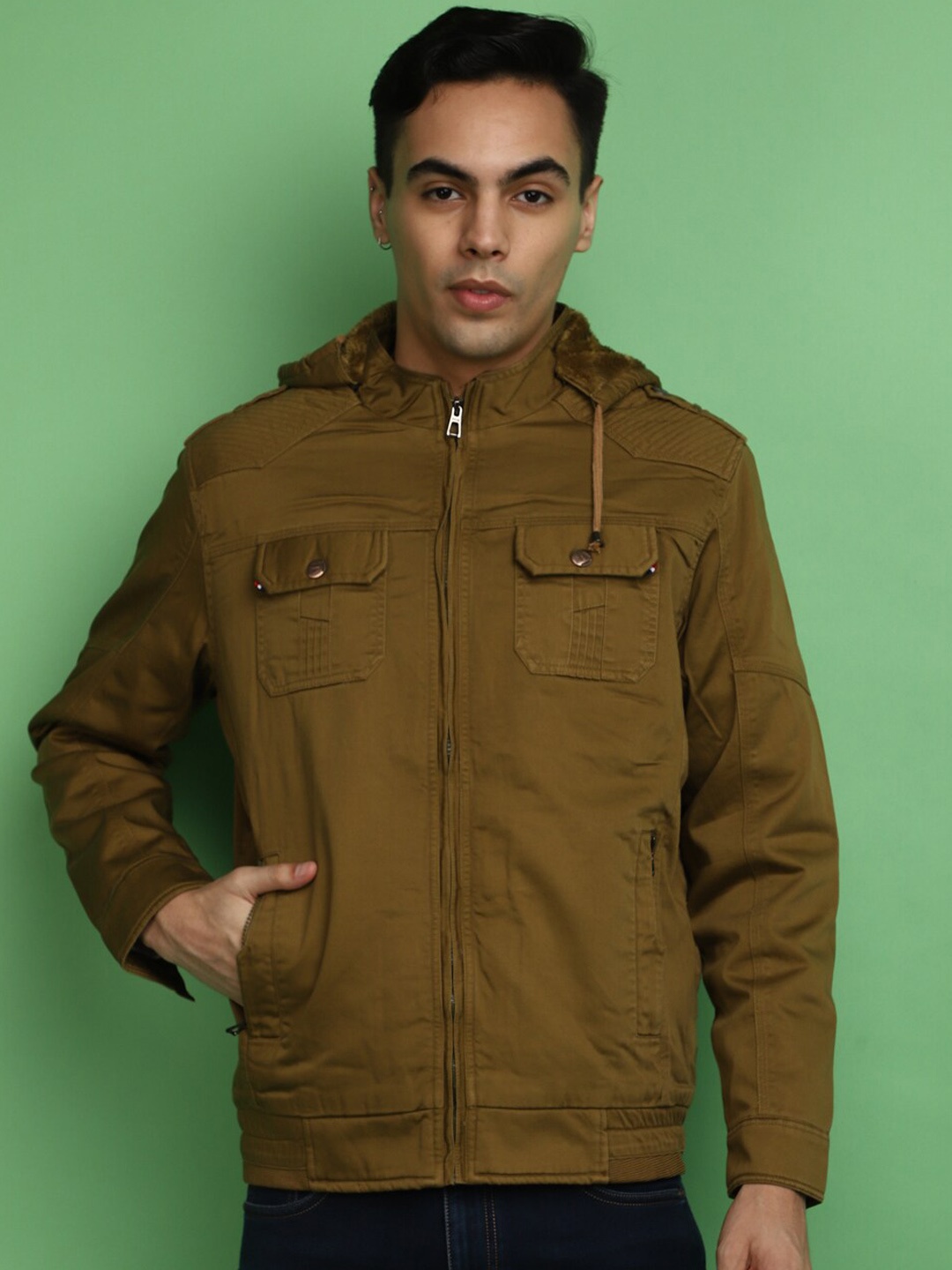 

V-Mart Hooded Cotton Tailored Jacket, Khaki