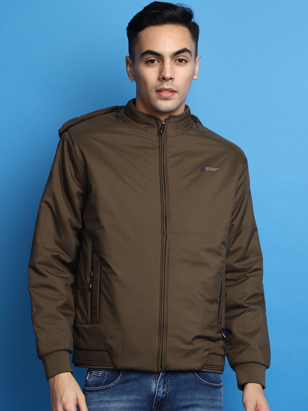 

V-Mart Hooded Bomber Jacket, Brown