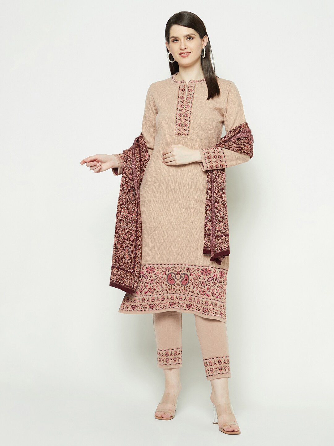 

Knitstudio Printed Regular Kurta with Trousers, Rose