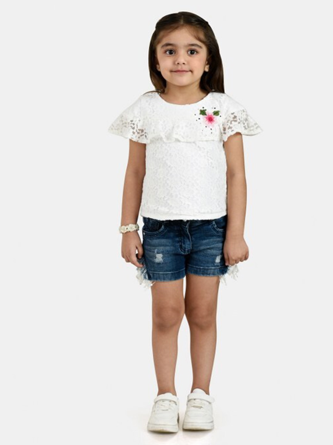 

Peppermint Girls Self Design Top with Shorts, Assorted