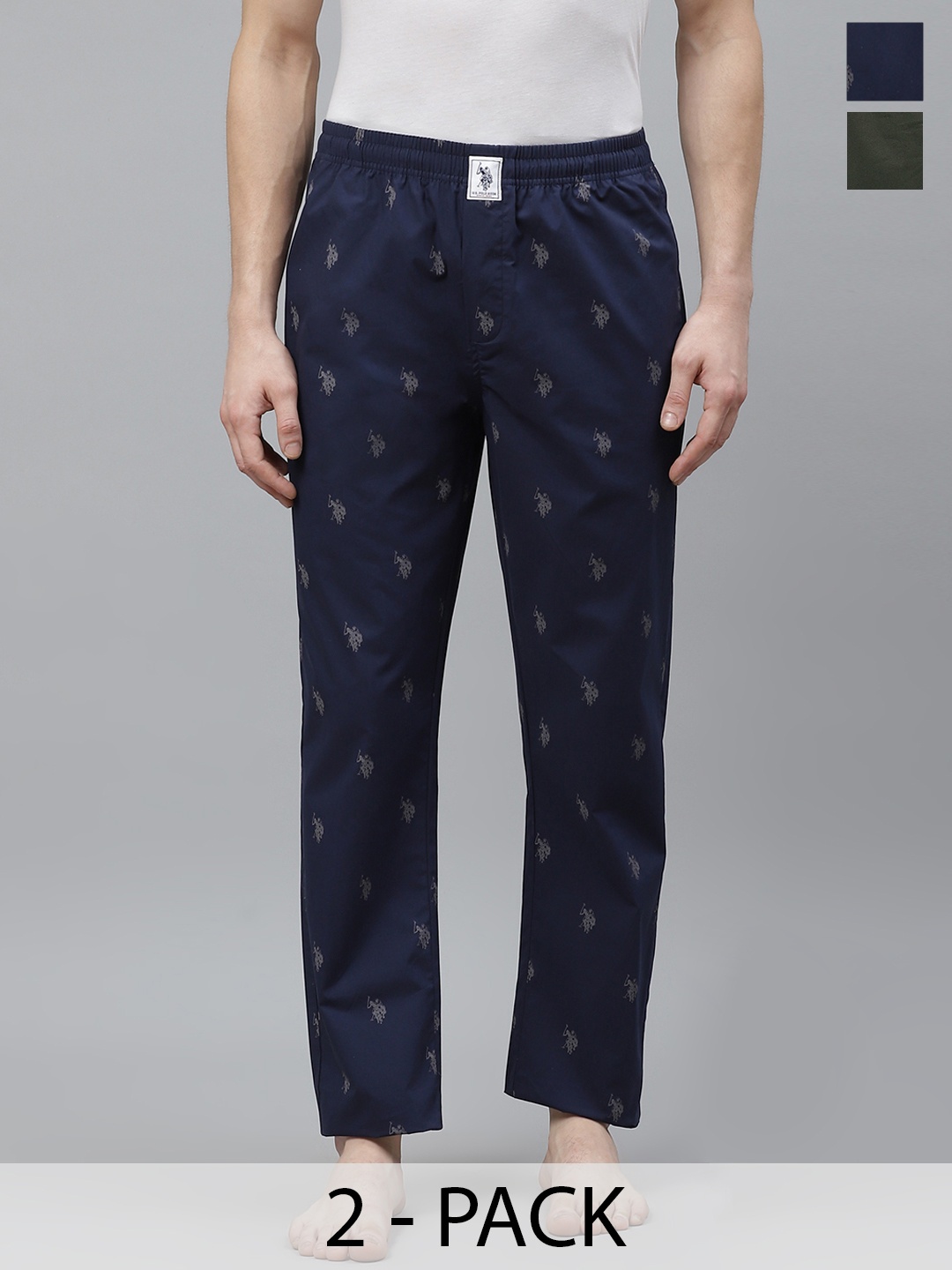 

U.S. Polo Assn. Pack Of 2 Pure Cotton Lounge Pants, Navy blue