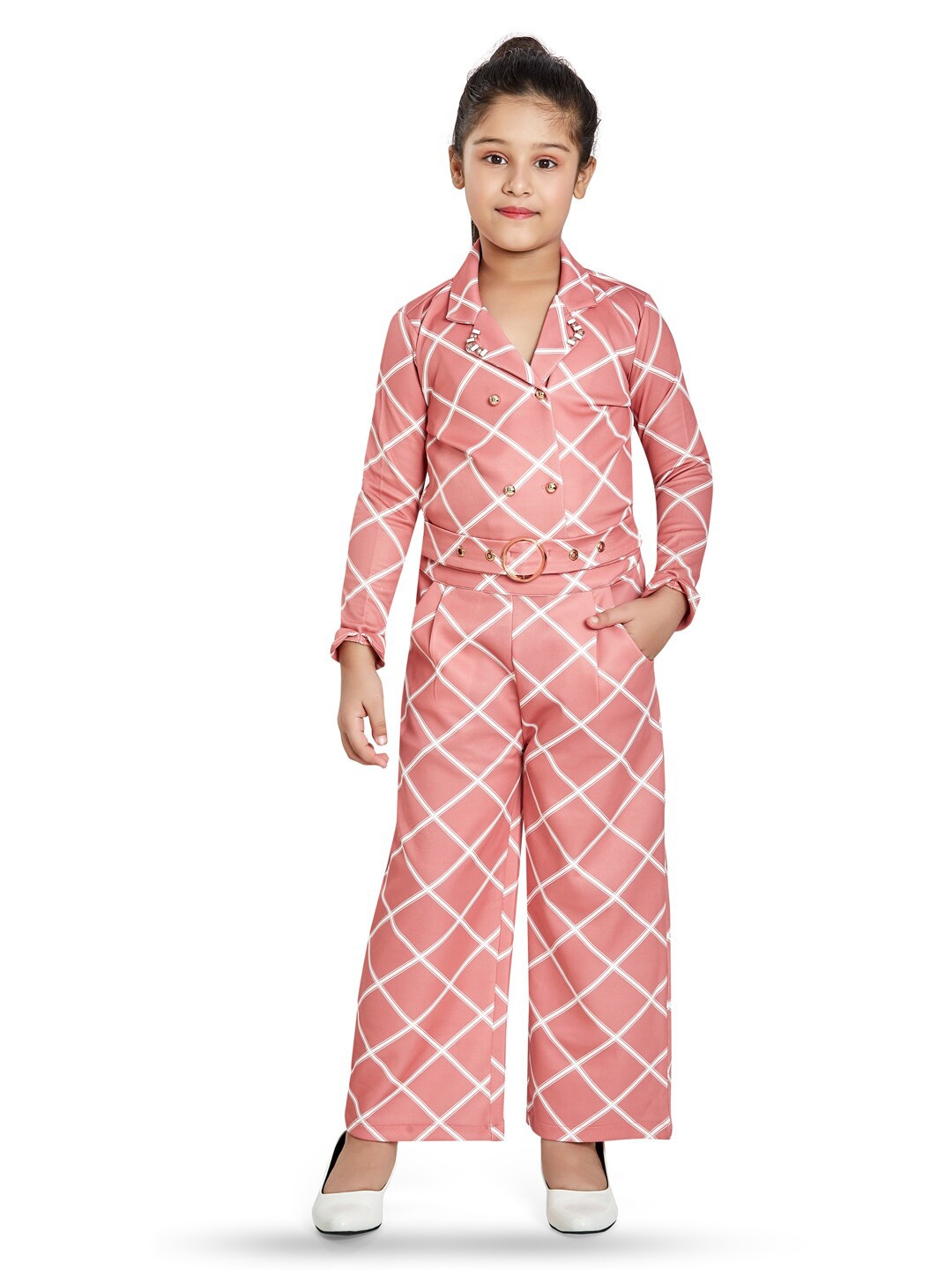 

Peppermint Girls Checked Top with Trousers, Mauve