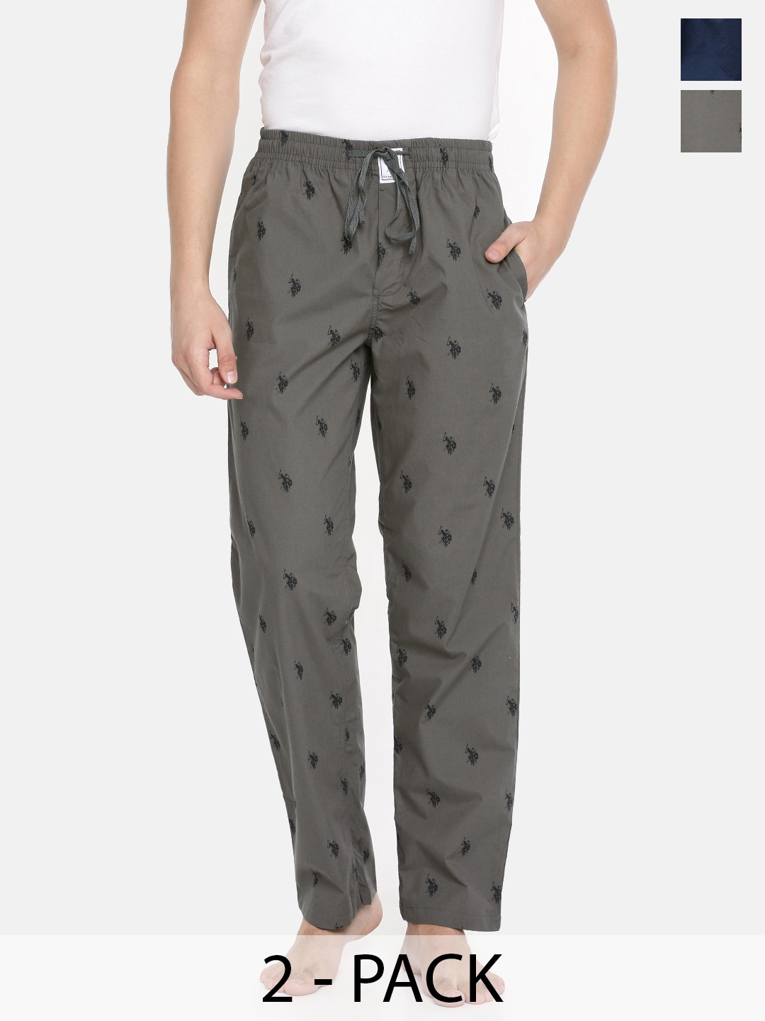 

U.S. Polo Assn. Pack Of 2 Pure Cotton Lounge Pants, Grey