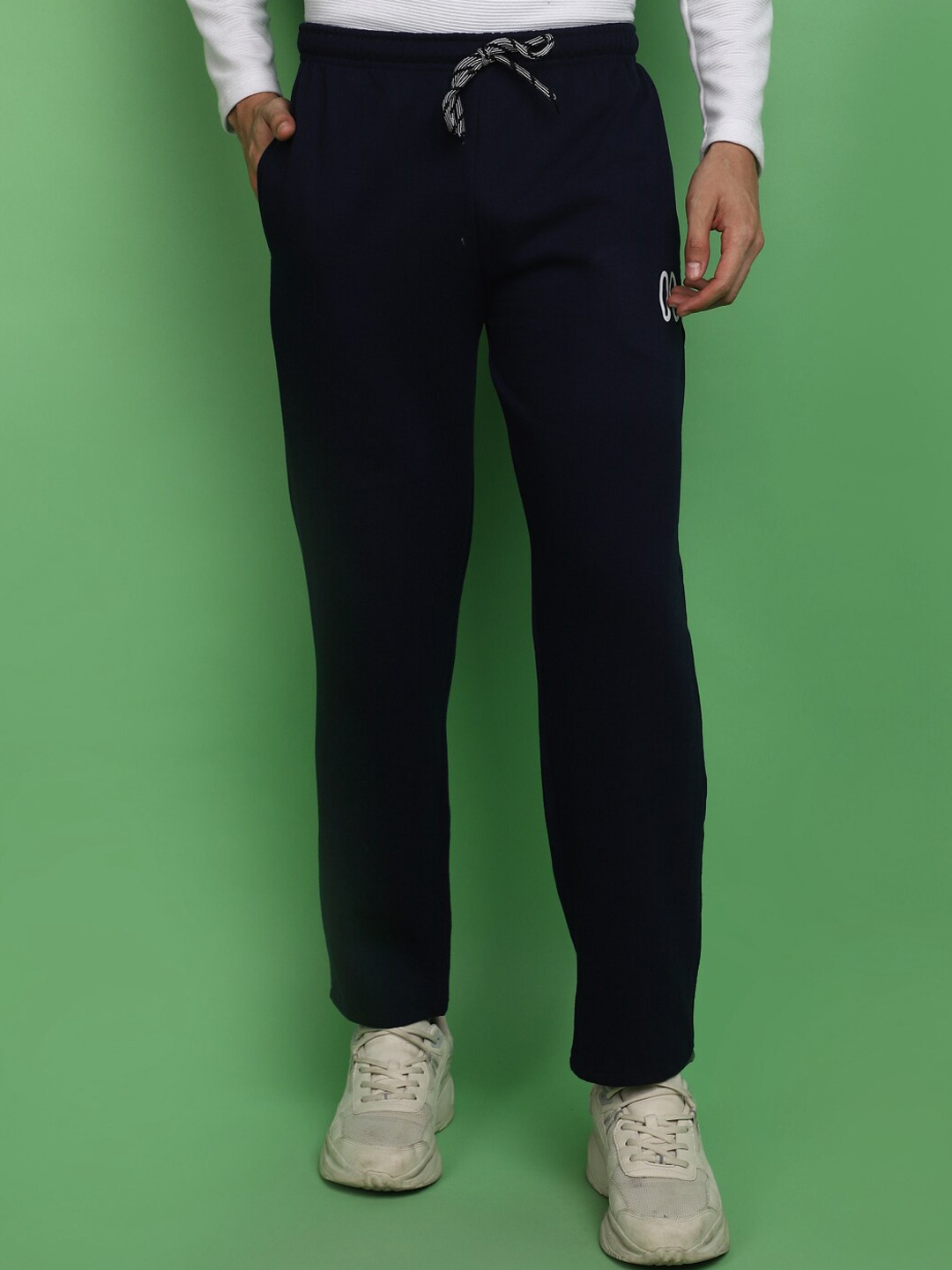 

V-Mart Men Solid Mid-Rise Track Pants, Blue