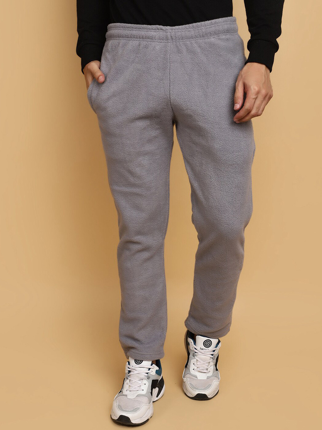 

V-Mart Men Mid-Rise Fleece Track Pants, Grey