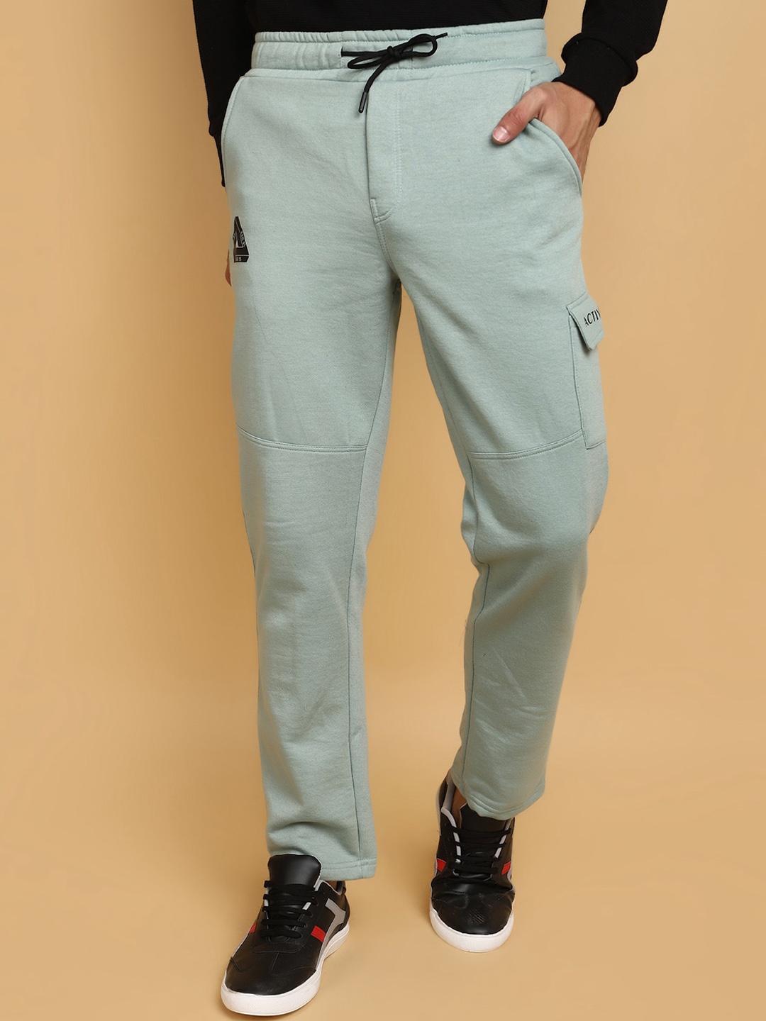 

V-Mart Men Mid-Rise Spun Fleece Track Pants, Sea green