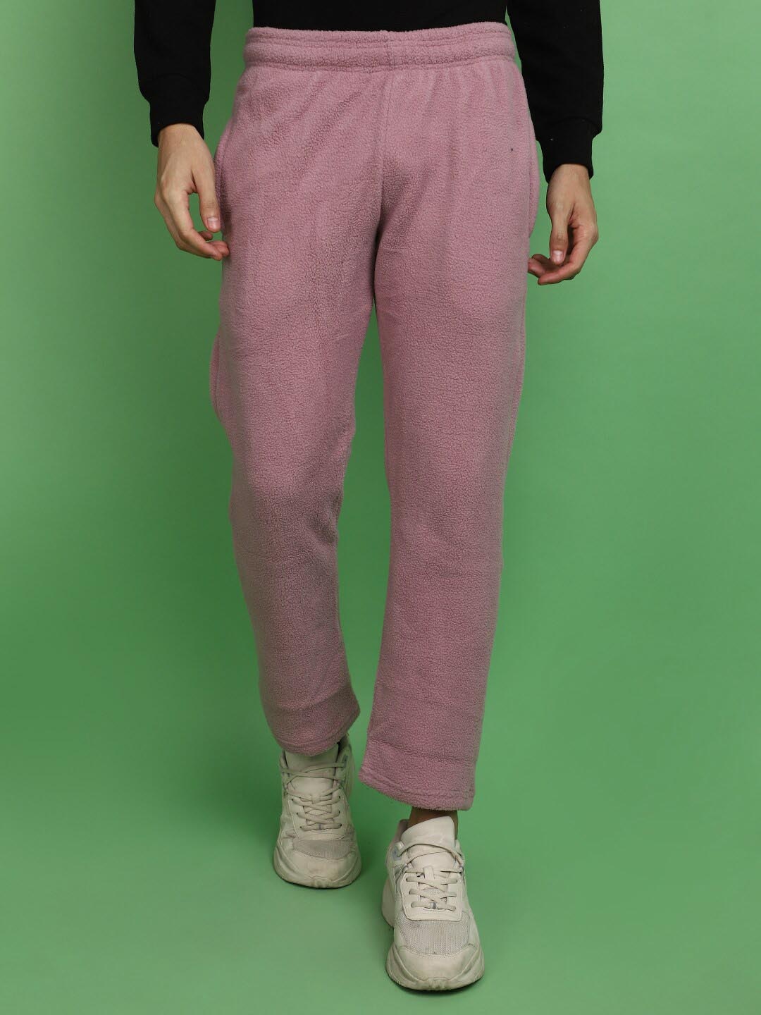 

V-Mart Self Design Mid-Rise Cotton Track Pants, Pink