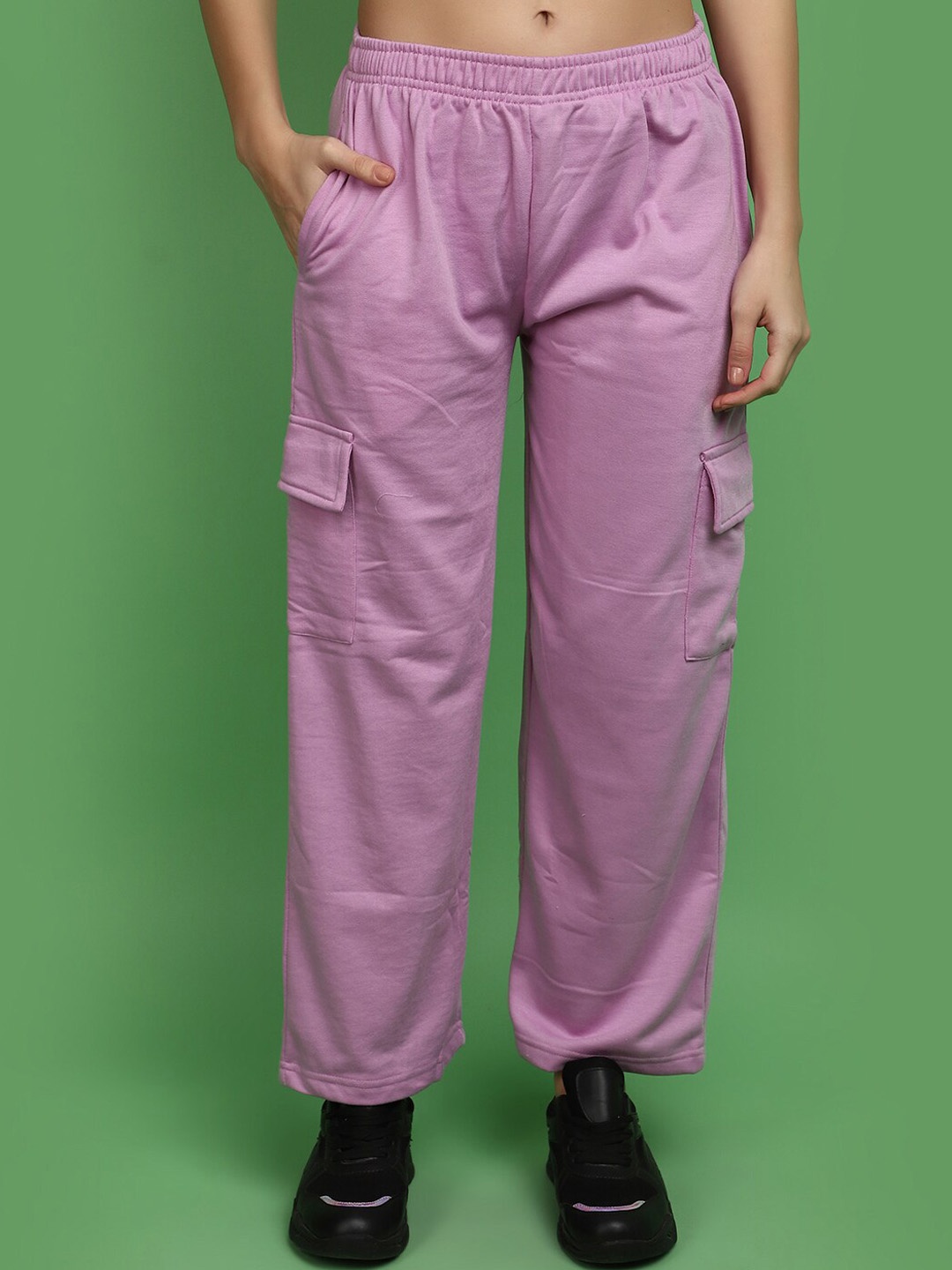 

V-Mart Women Spun Fleece Mid Rise Track Pant, Lavender