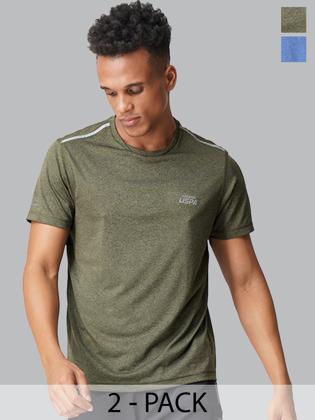 

U.S. Polo Assn. Pack Of 2 Pure Cotton Lounge Tshirts, Green