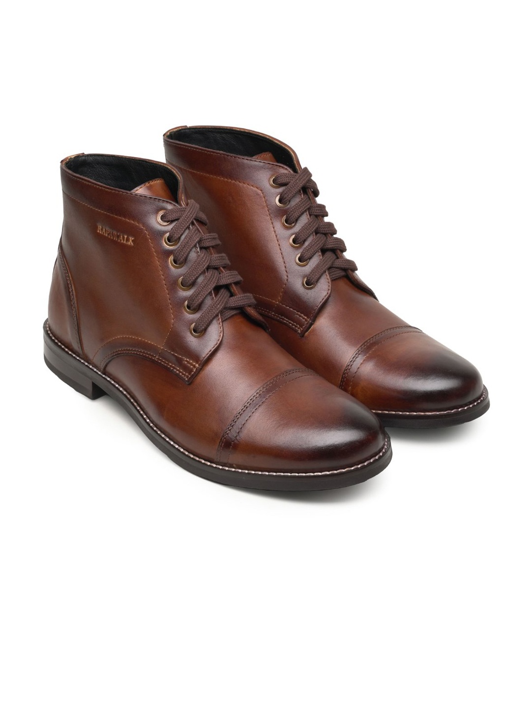 

RAPAWALK Men Mid Top Leather Regular Boots, Brown