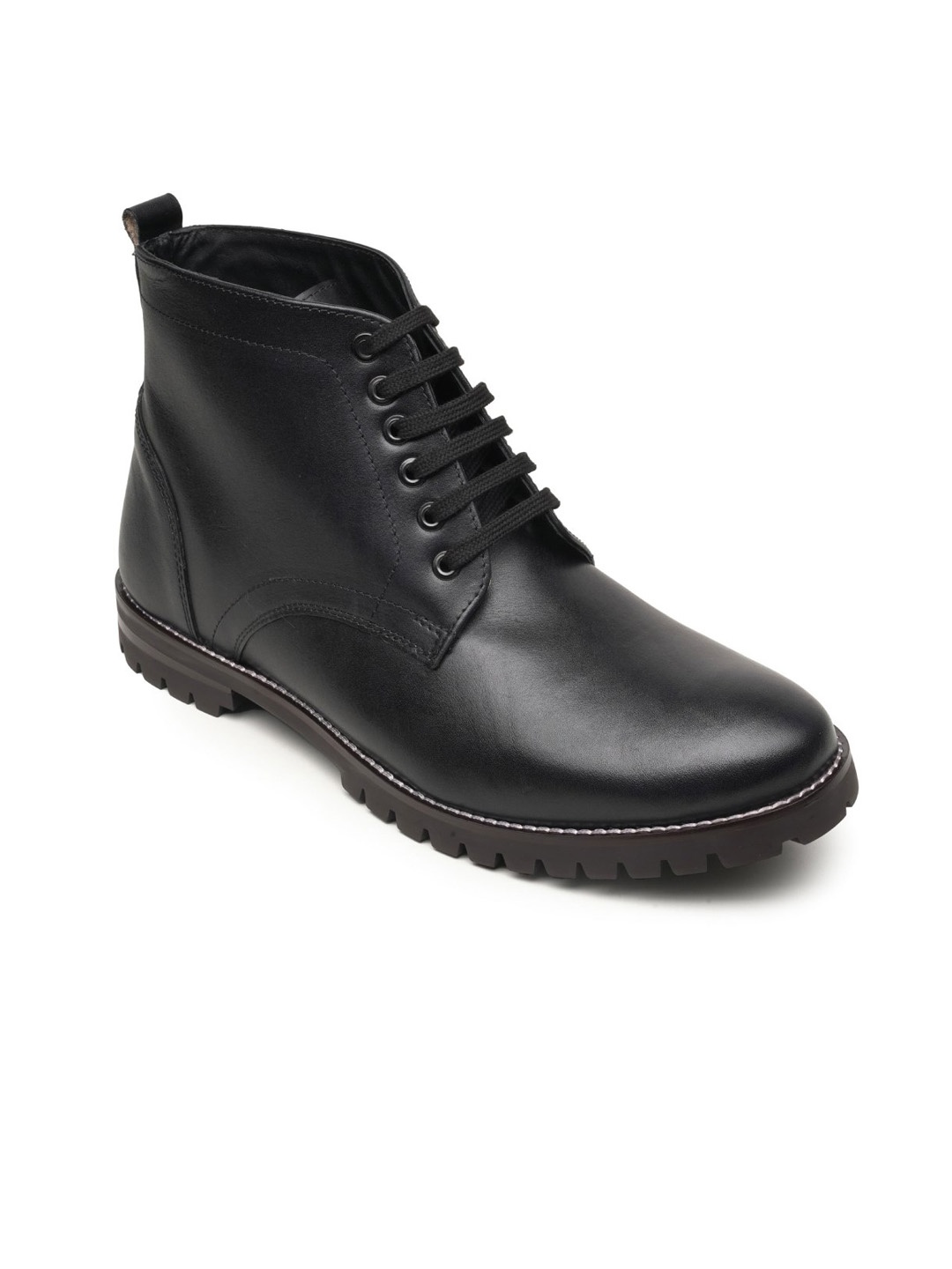 

RAPAWALK Men Mid Top Leather Regular Boots, Black