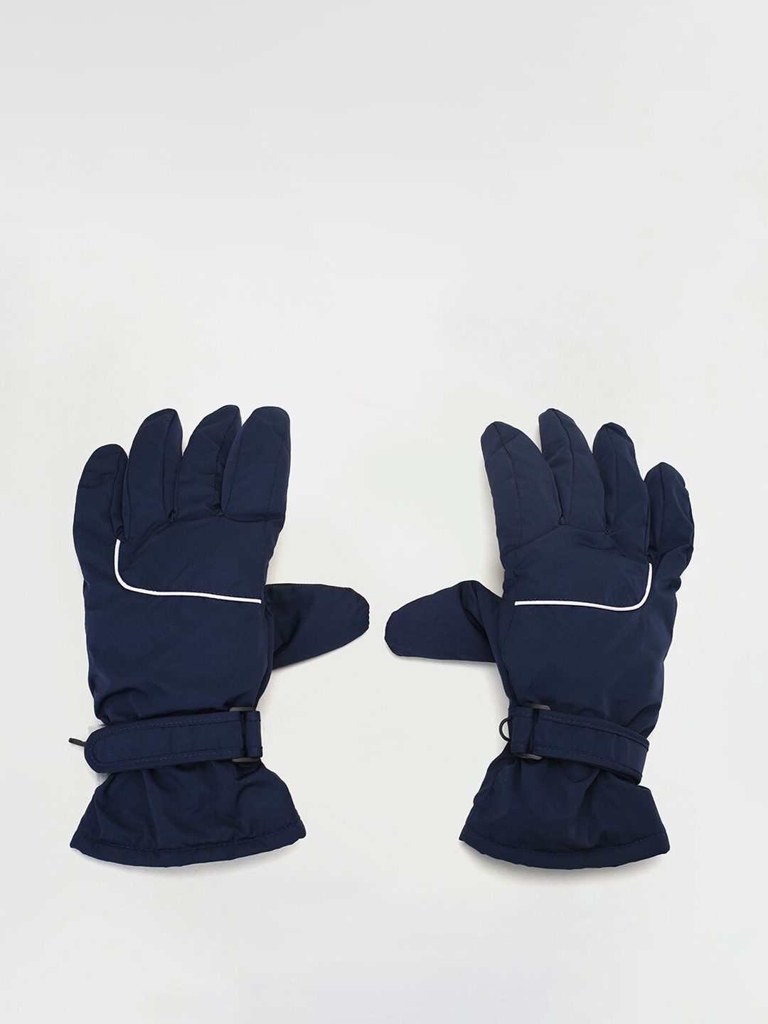 

max Women Patterned Acrylic Winter Gloves, Navy blue