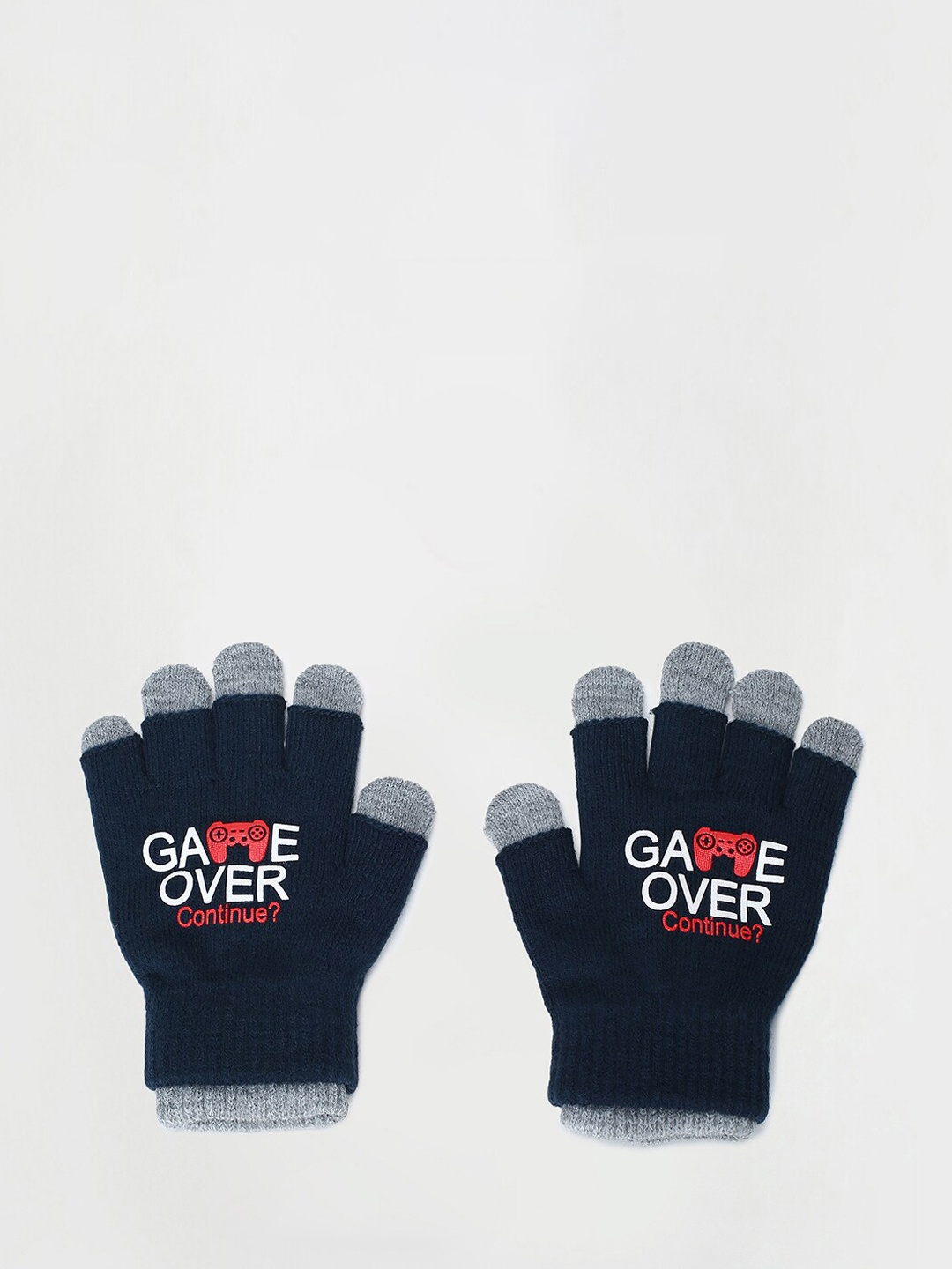 

max Girls Printed Winter Gloves, Navy blue