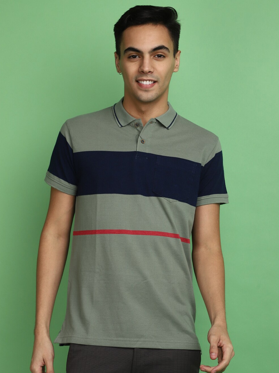 

V-Mart Polo Collar Cotton T-shirt, Green